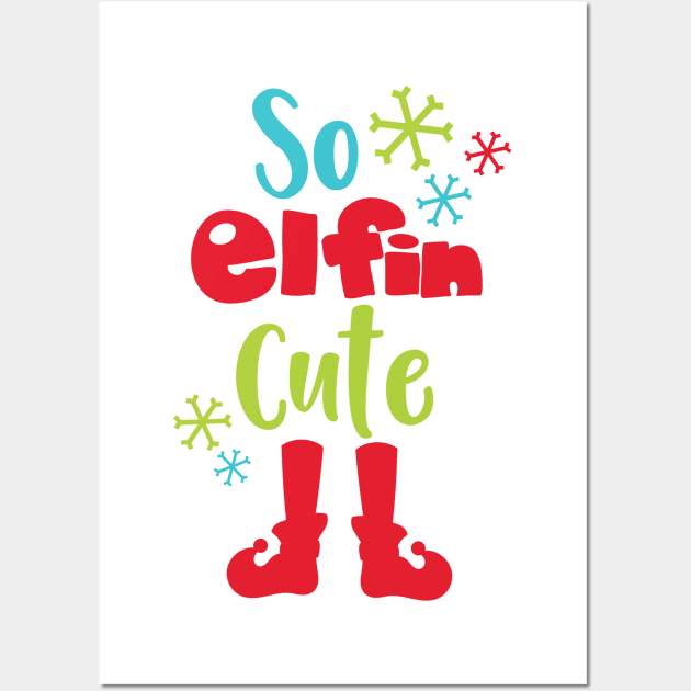 So Elfin Cute, Elf Shoes, Snowflakes, Christmas Wall Art by Jelena Dunčević